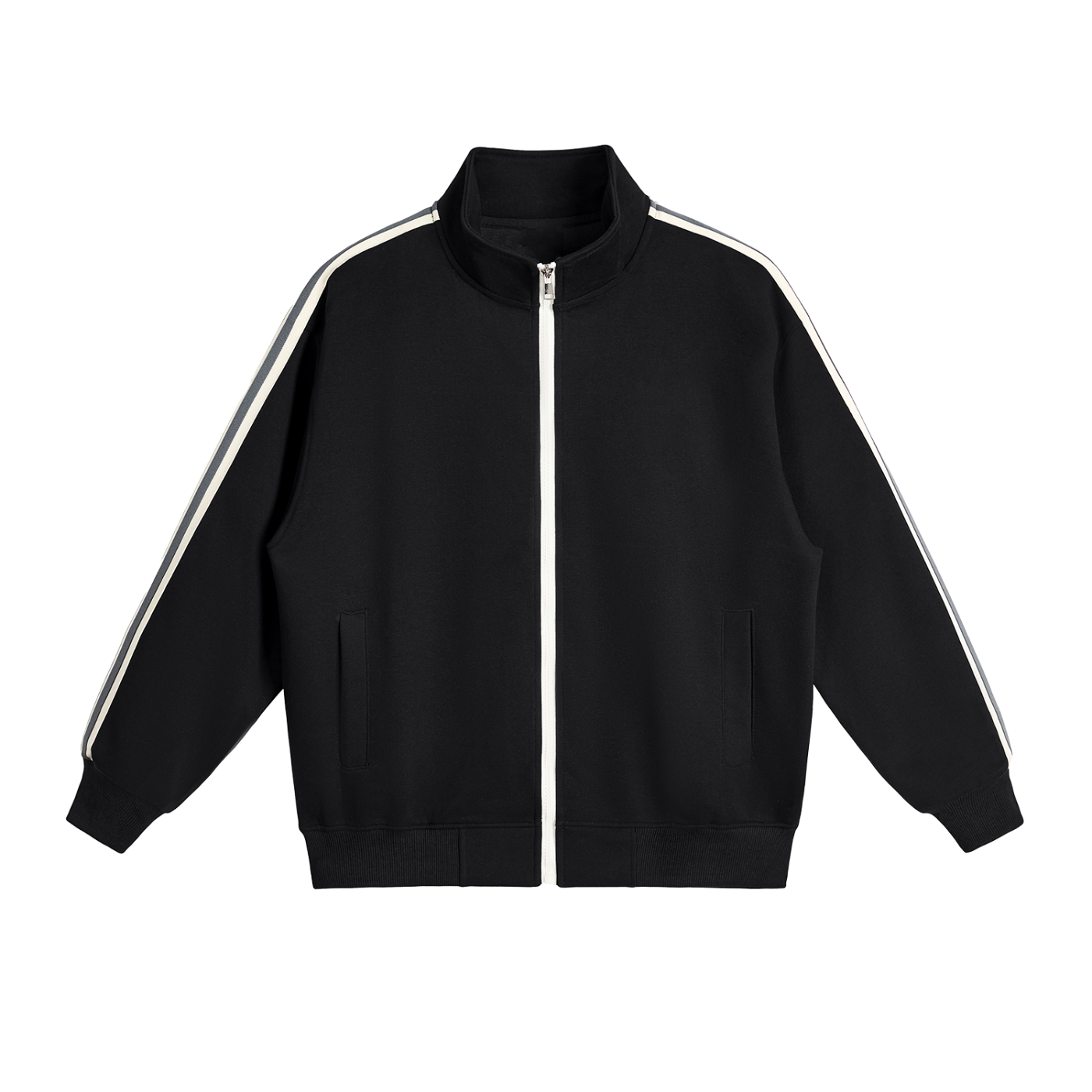 Side-Stripe Stand Collar Jacket – Unisex Casual