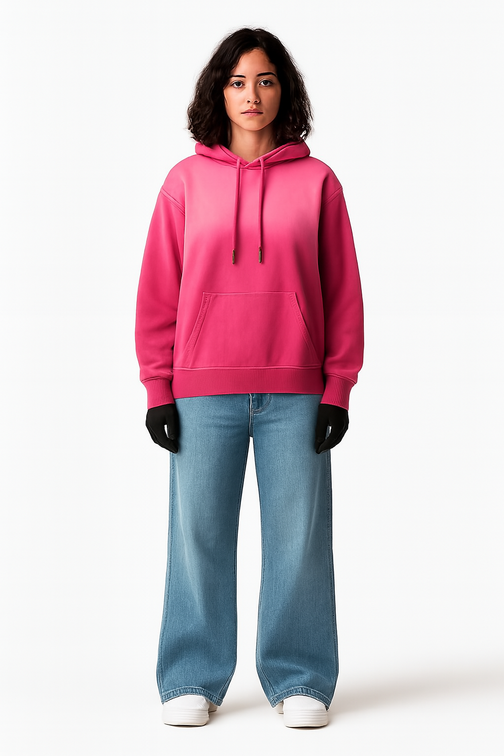 Women’s baggy pink hoodie with drop shoulders and loose fit