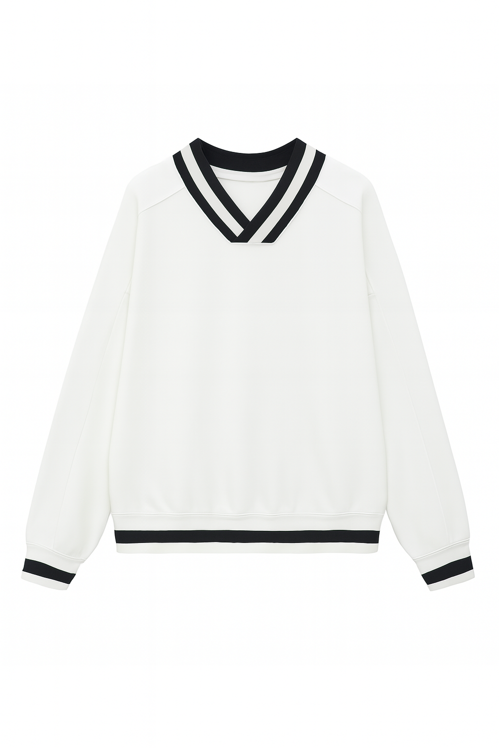 V-Neck Contrast Collar Boxy Sweatshirt