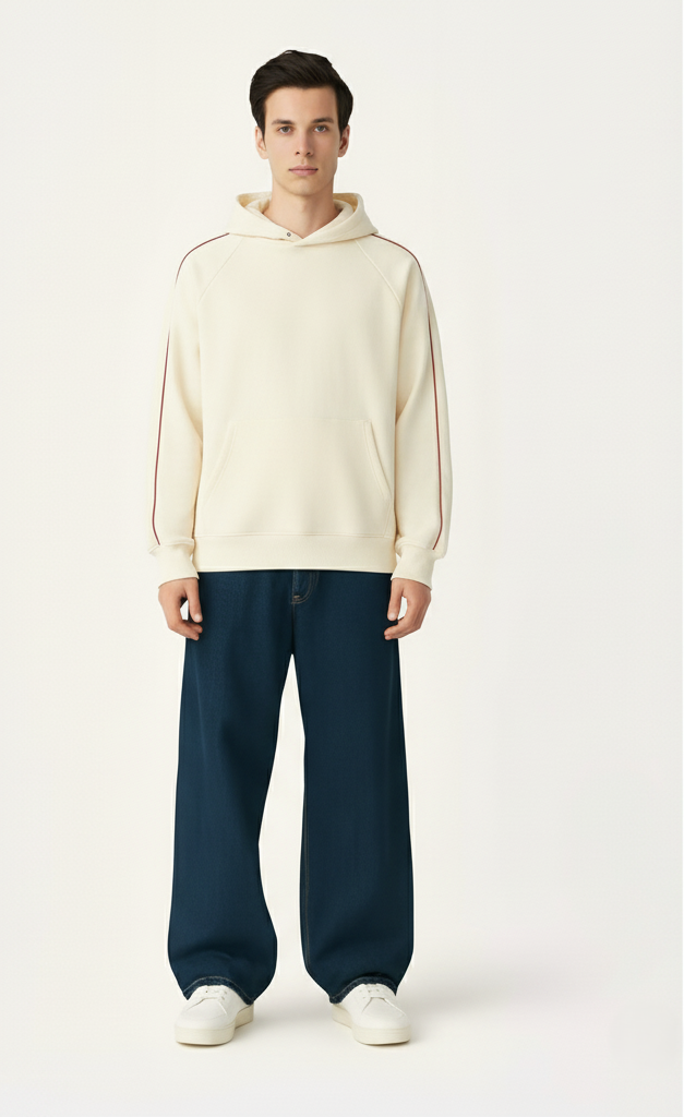 Contrast Piping Raglan Hoodie