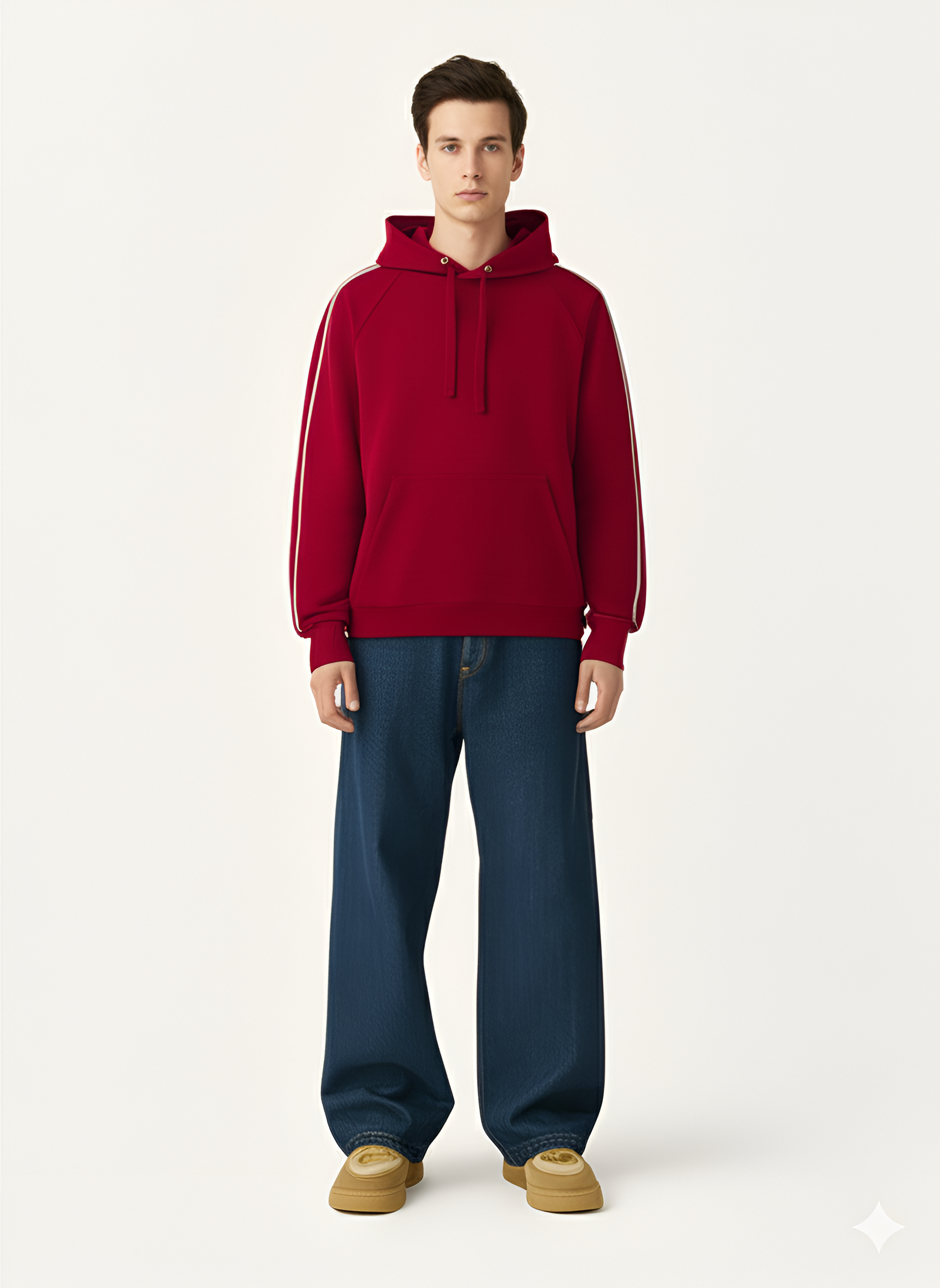 Contrast Piping Raglan Hoodie