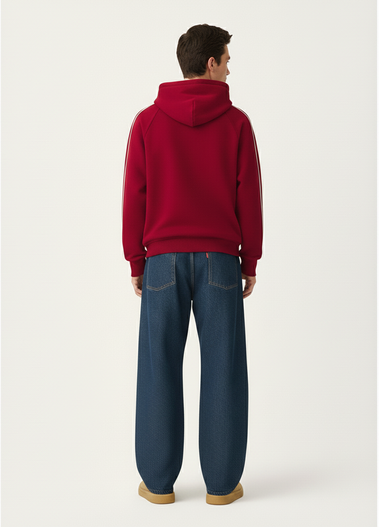 Contrast Piping Raglan Hoodie