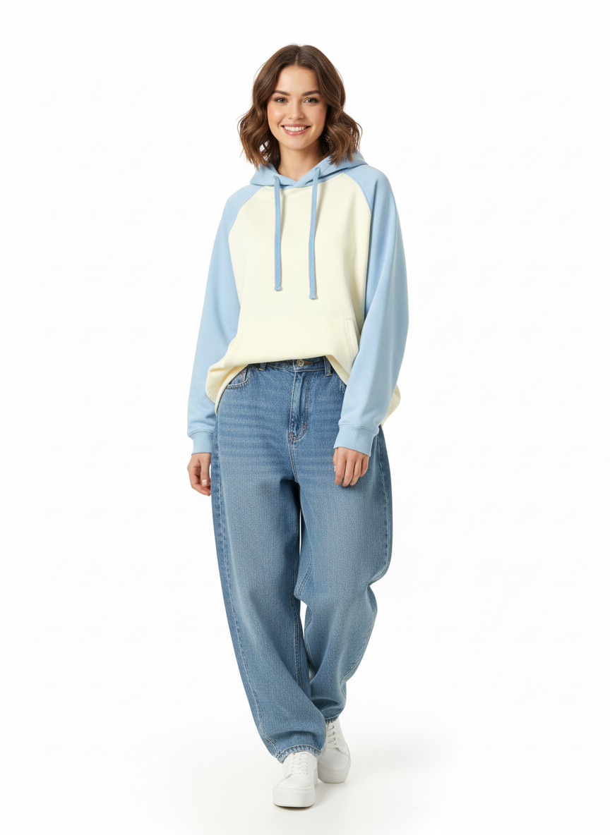 Color-Block Raglan Sleeve Hoodie