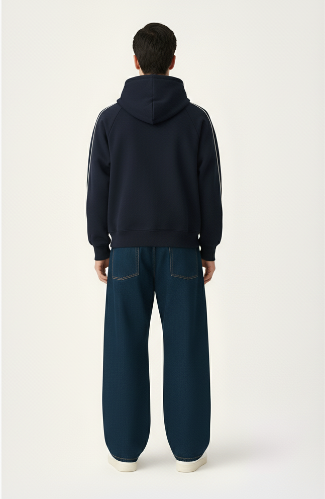 Contrast Piping Raglan Hoodie