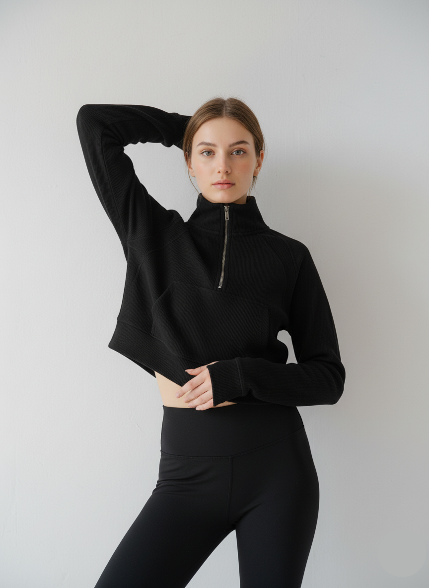 Cropped Half-Zip Hoodie