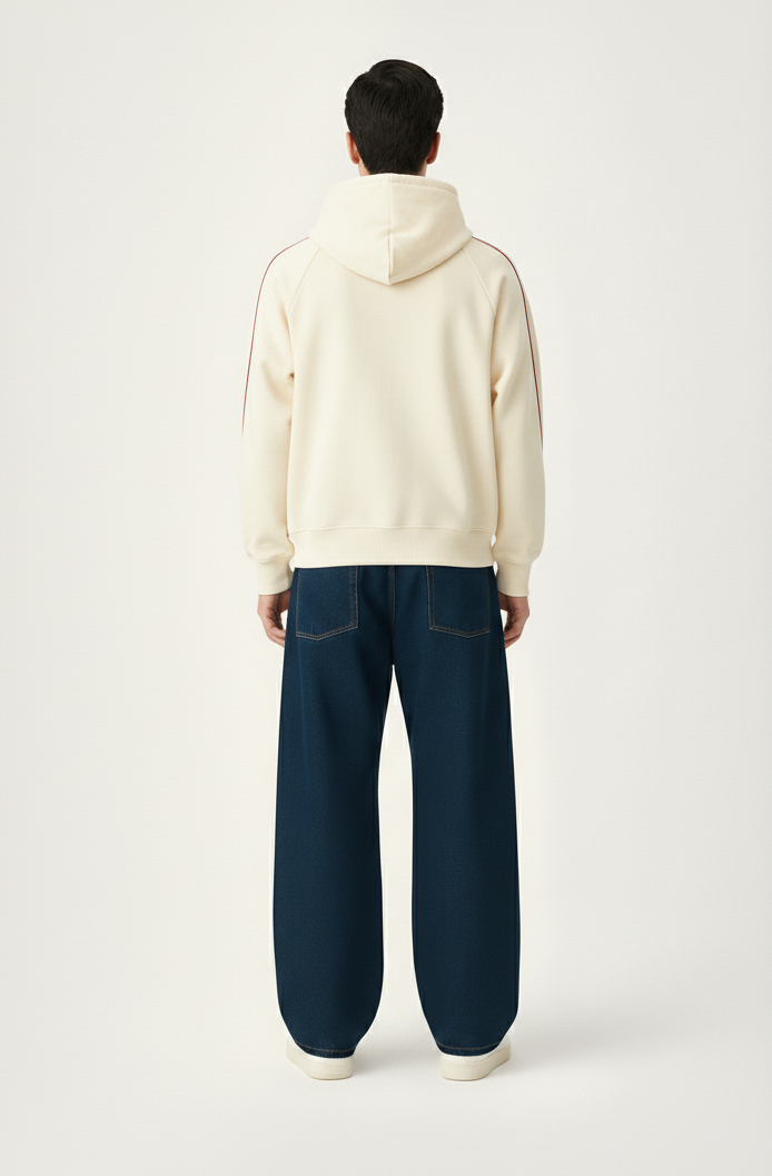 Contrast Piping Raglan Hoodie