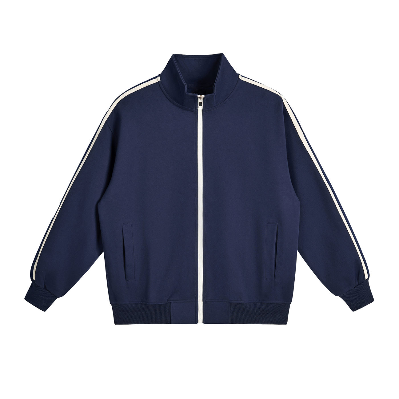 Side-Stripe Stand Collar Jacket – Unisex Casual