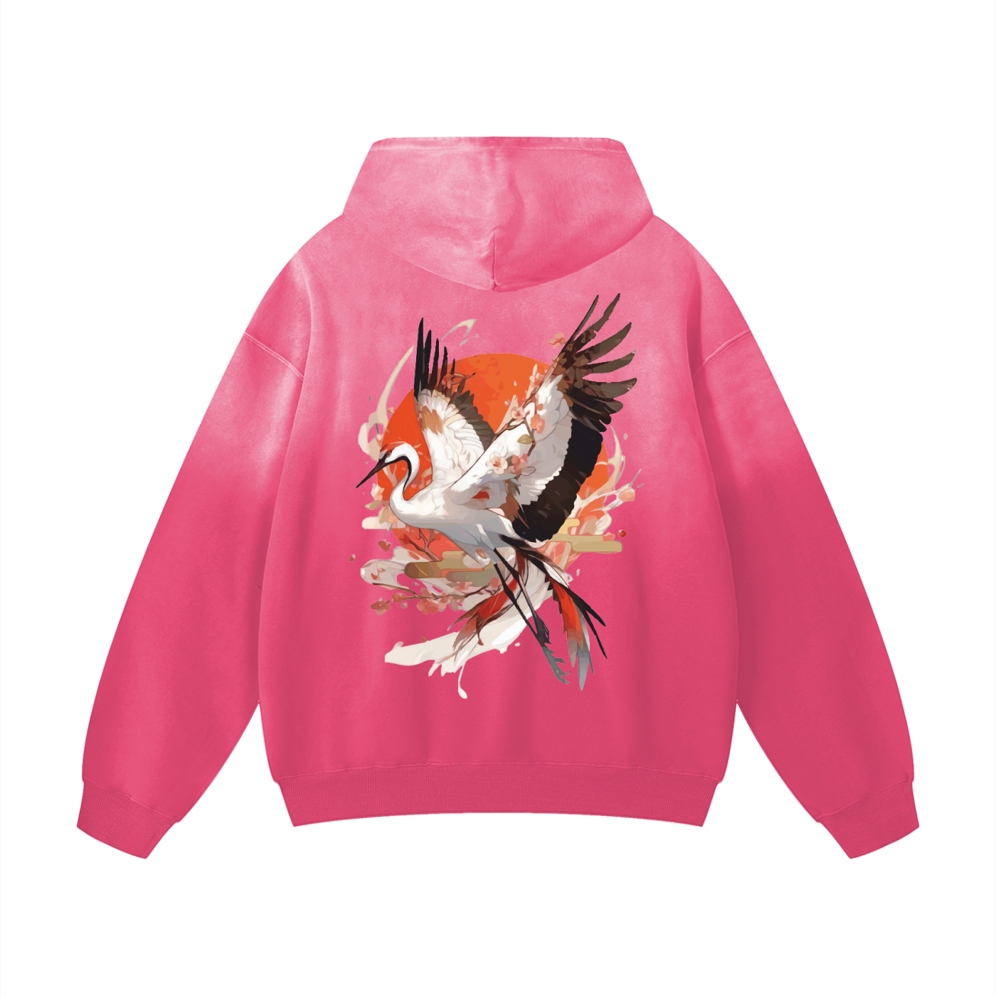 Streetwear style oversized pink hoodie with kangaroo pocket