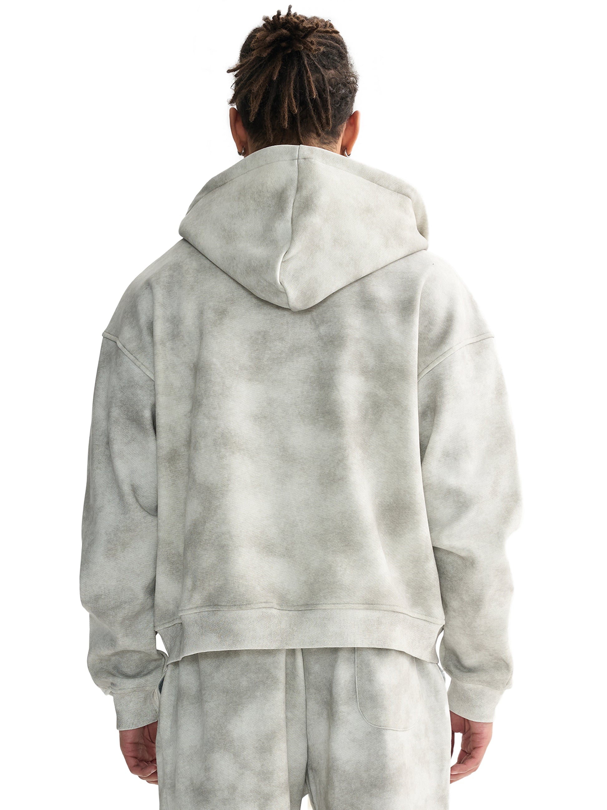 Dirty Washed Zip-Up Fleece Hoodie
