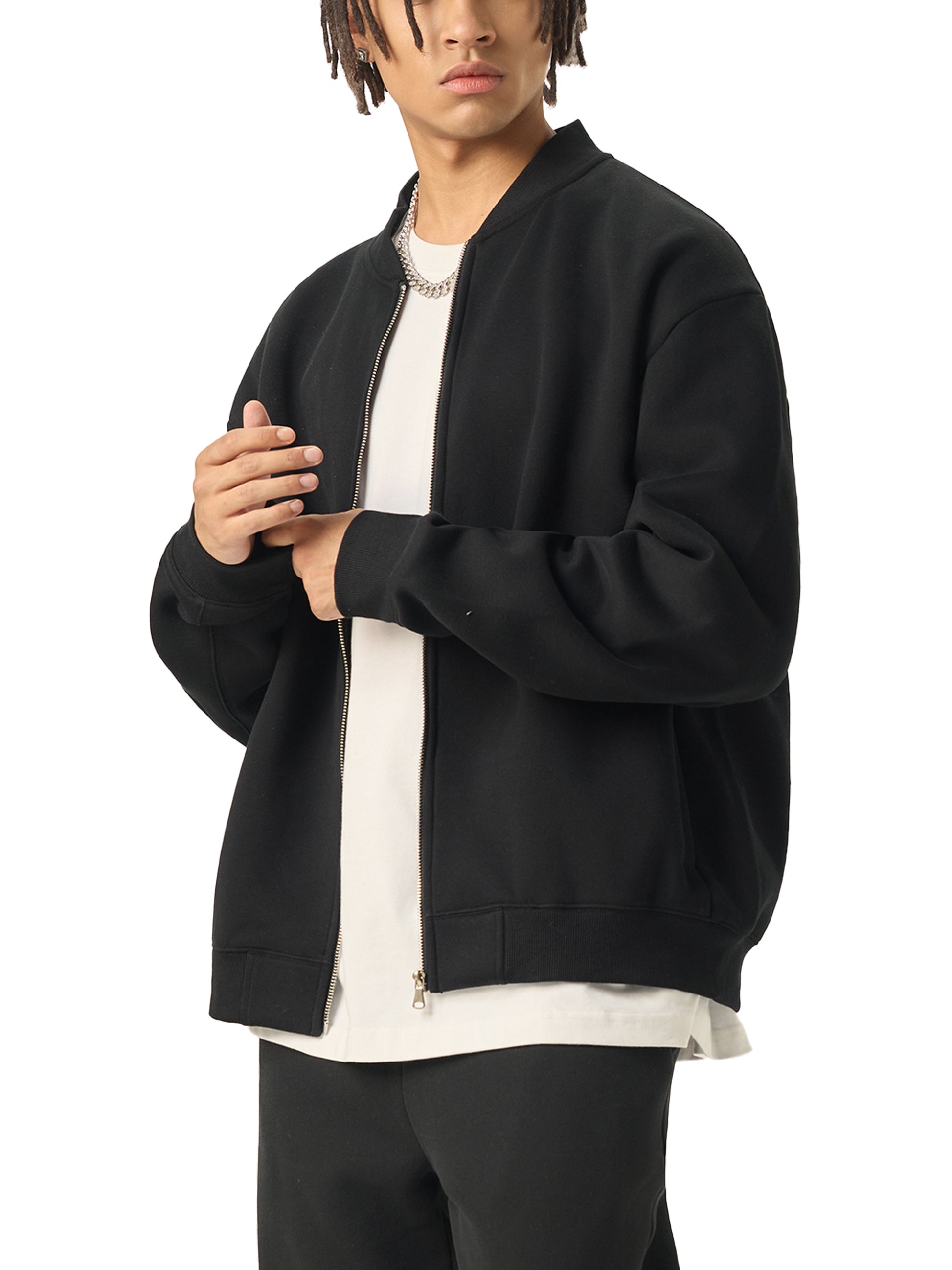 Zip-Up Fleeced Varsity Jacket – Unisex Casual