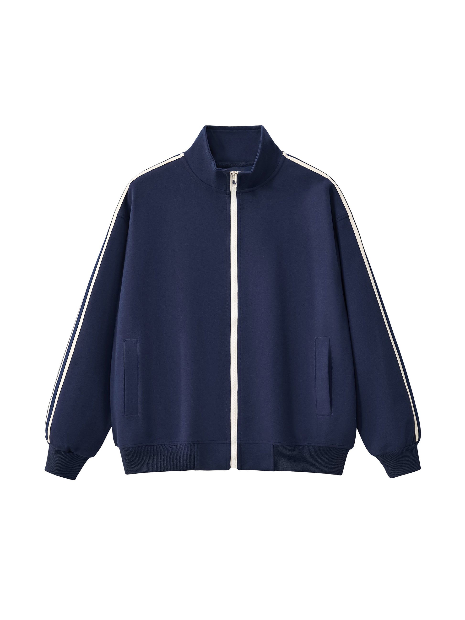 Side-Stripe Stand Collar Jacket – Unisex Casual