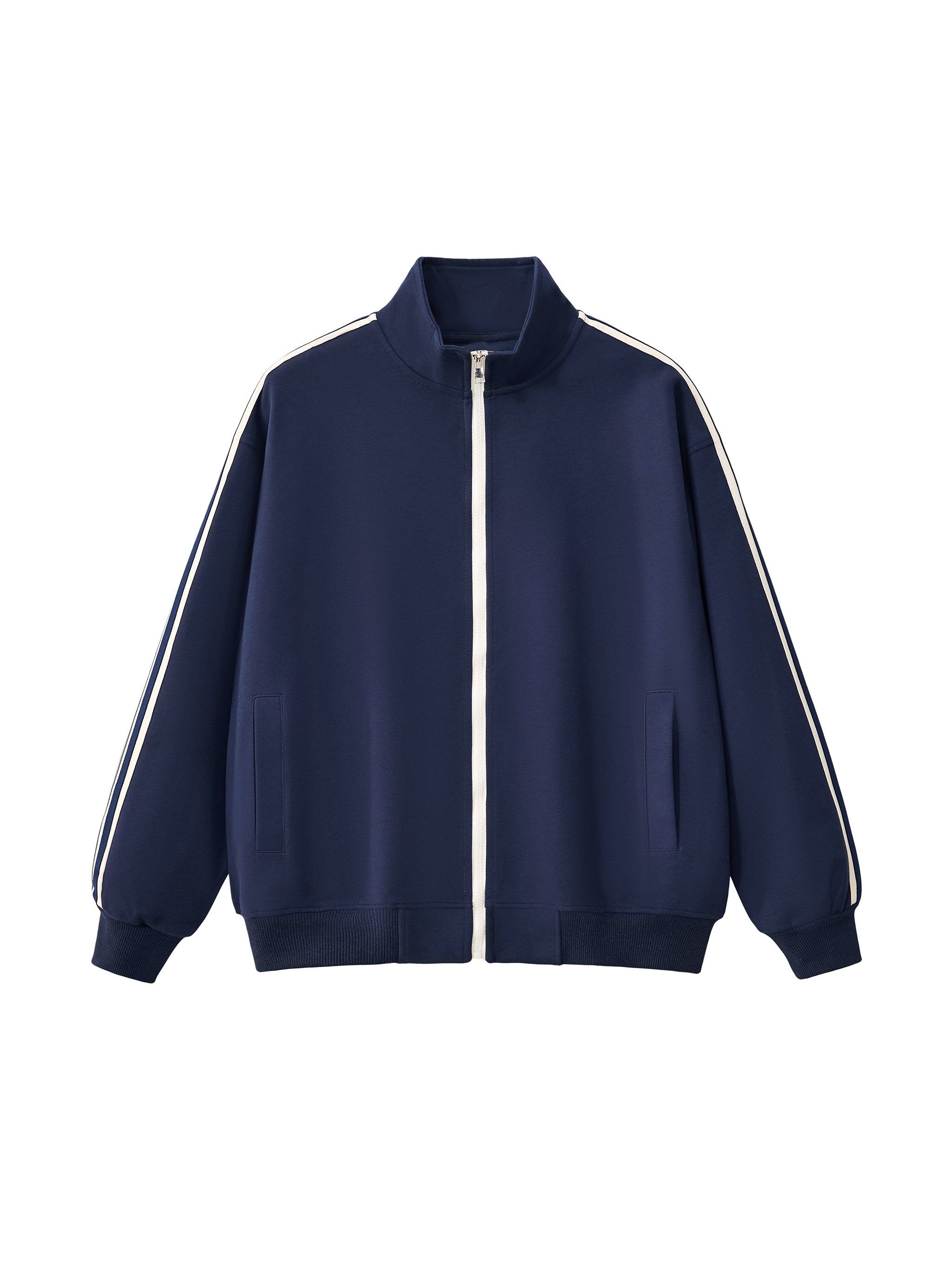 Side-Stripe Stand Collar Jacket – Unisex Casual